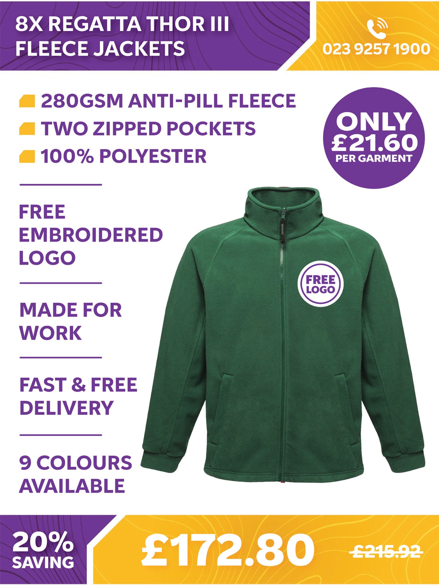 8 x Regatta Thor III Fleece Jackets