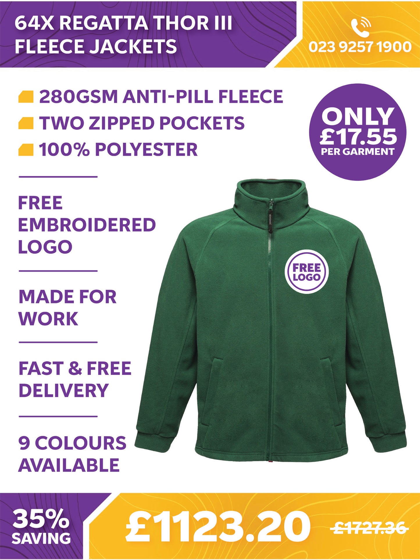 64 x Regatta Thor III Fleece Jackets