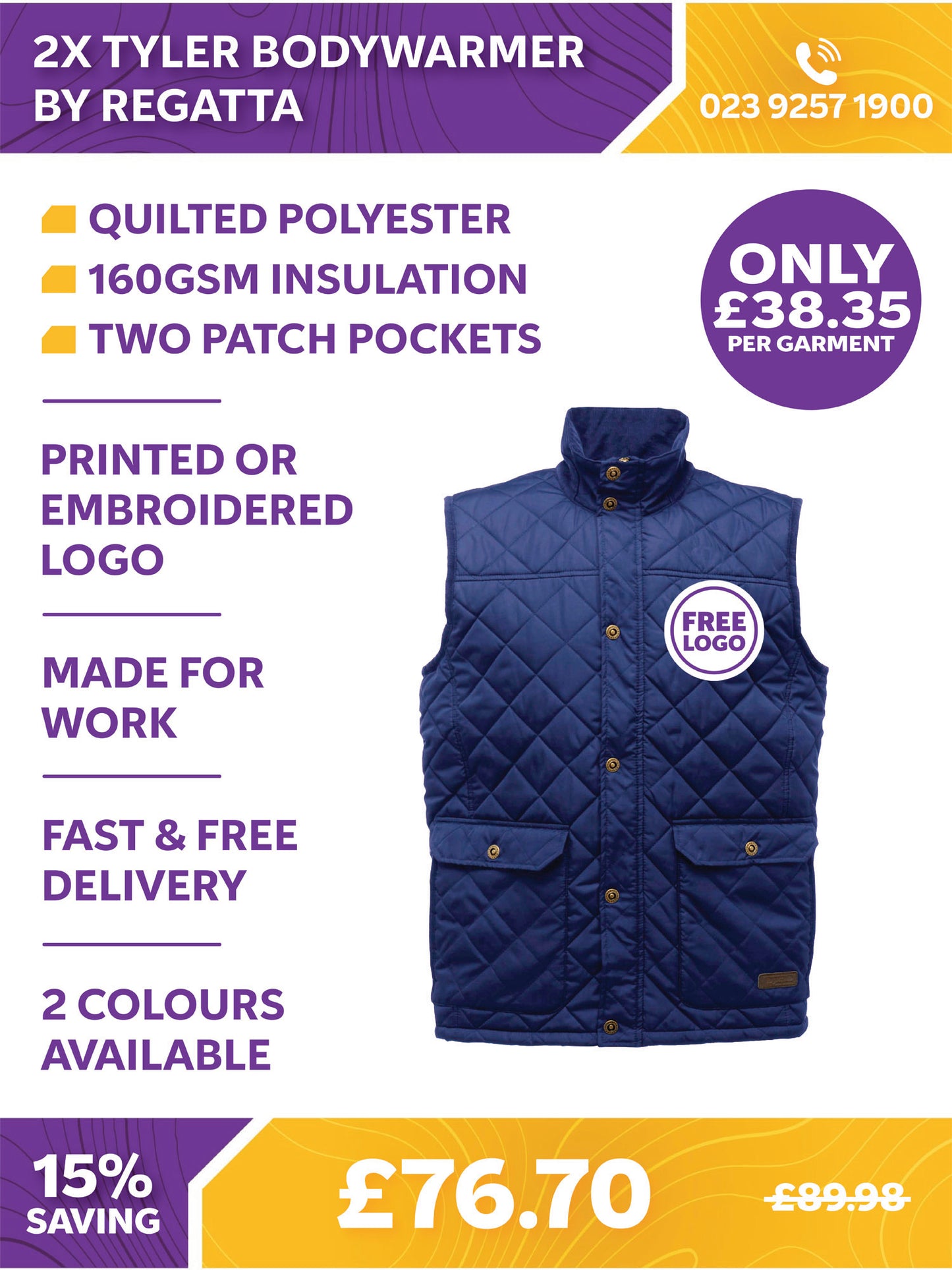 2 x Tyler Bodywarmer by Regatta