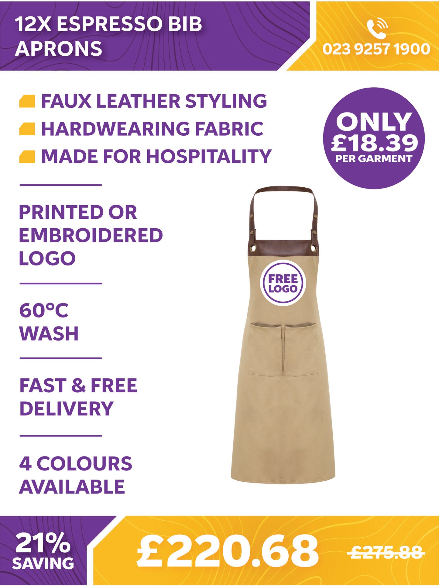 12 x Espresso Bib Aprons