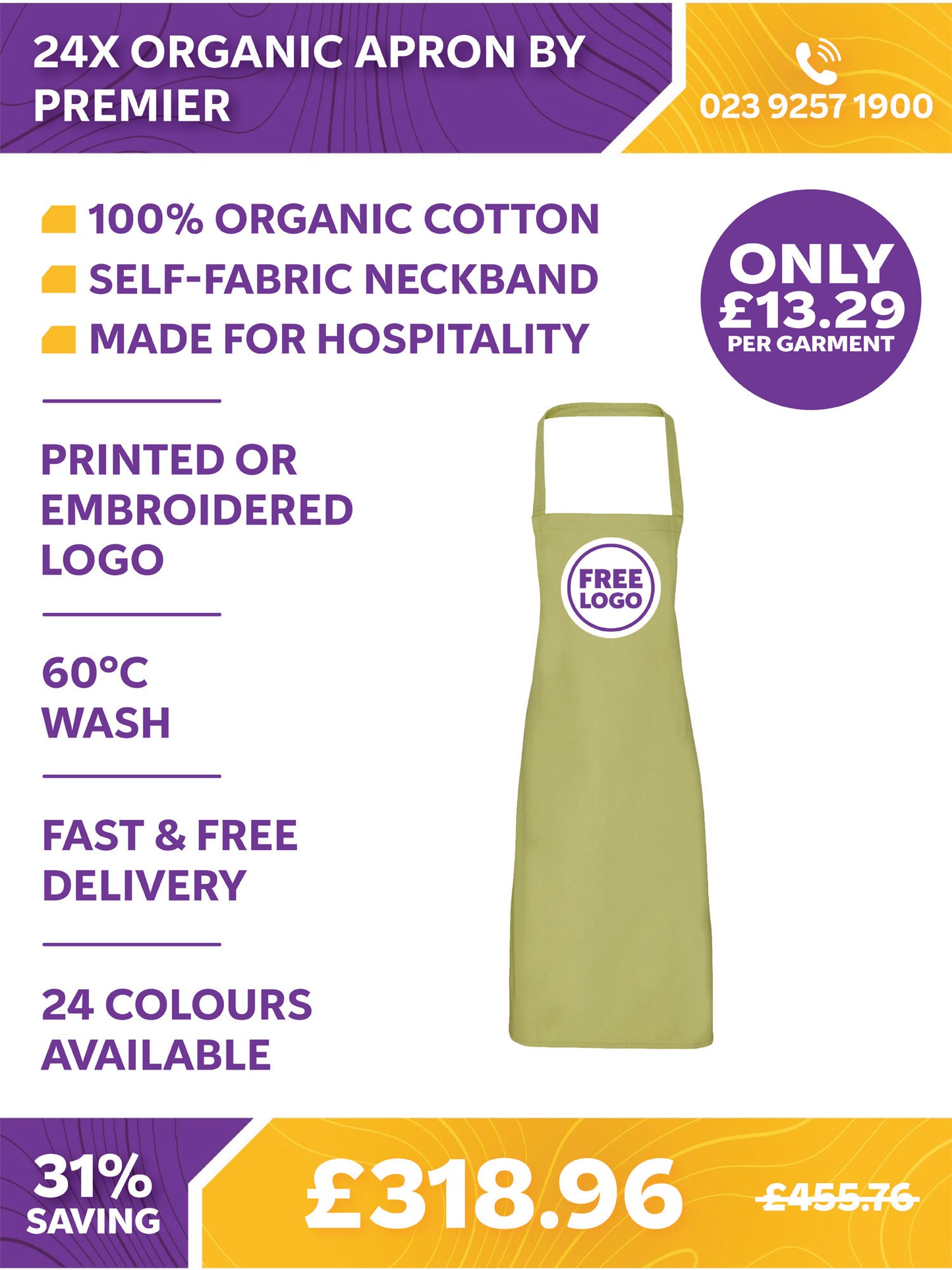 24 x Organic Apron By Premier
