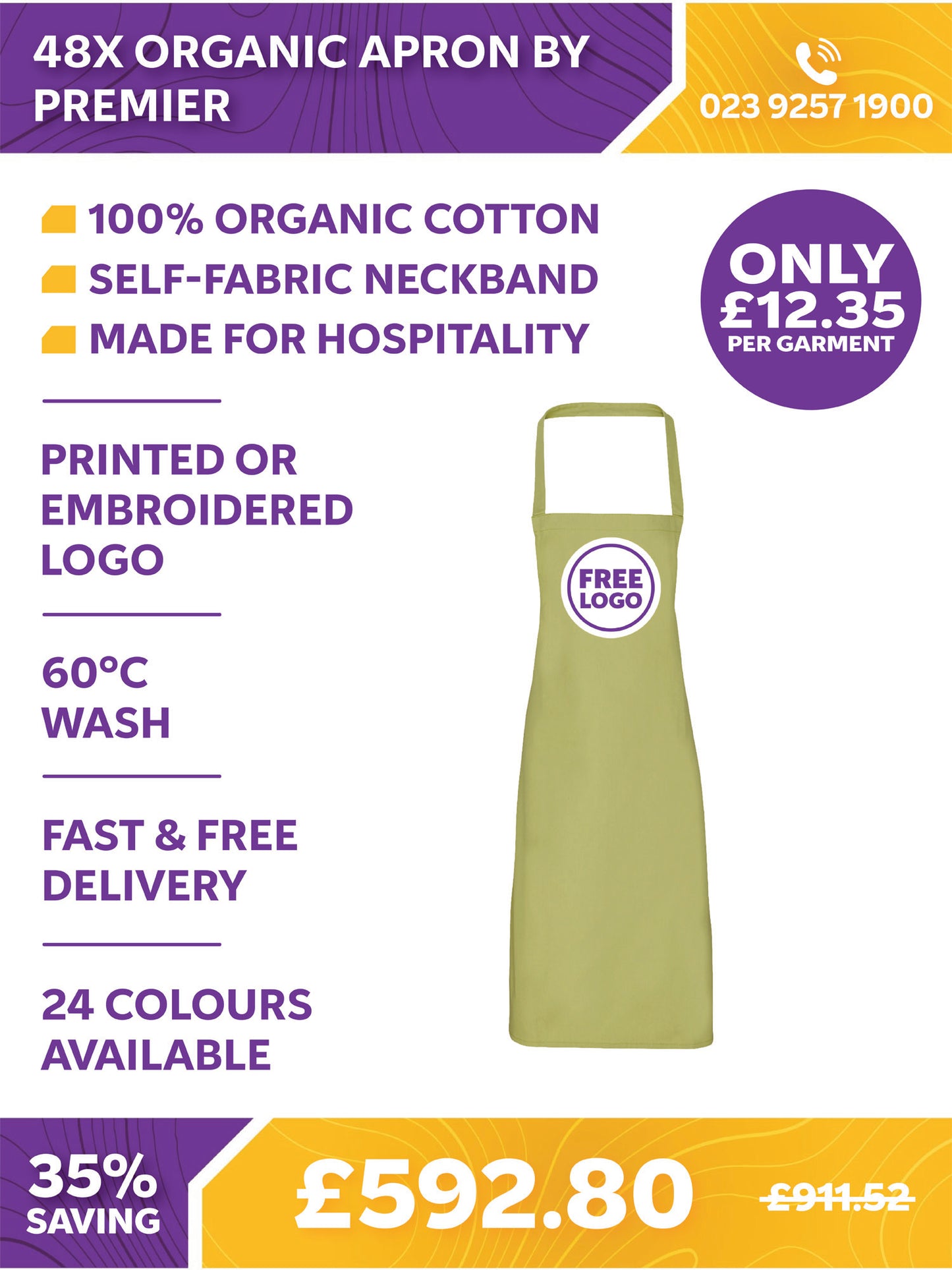 48 x Organic Apron By Premier