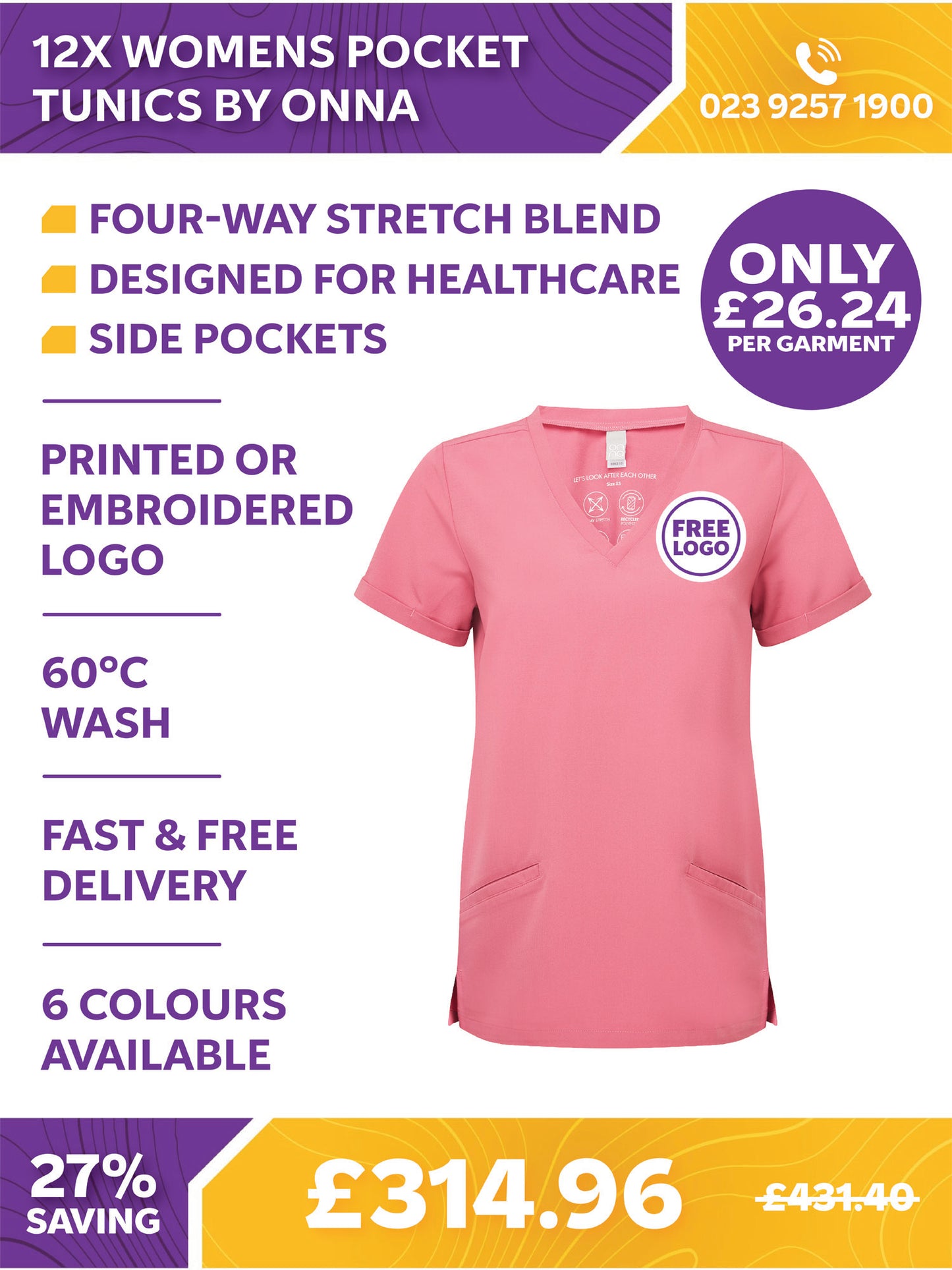 12x Womens Pocket Tunics by Onna