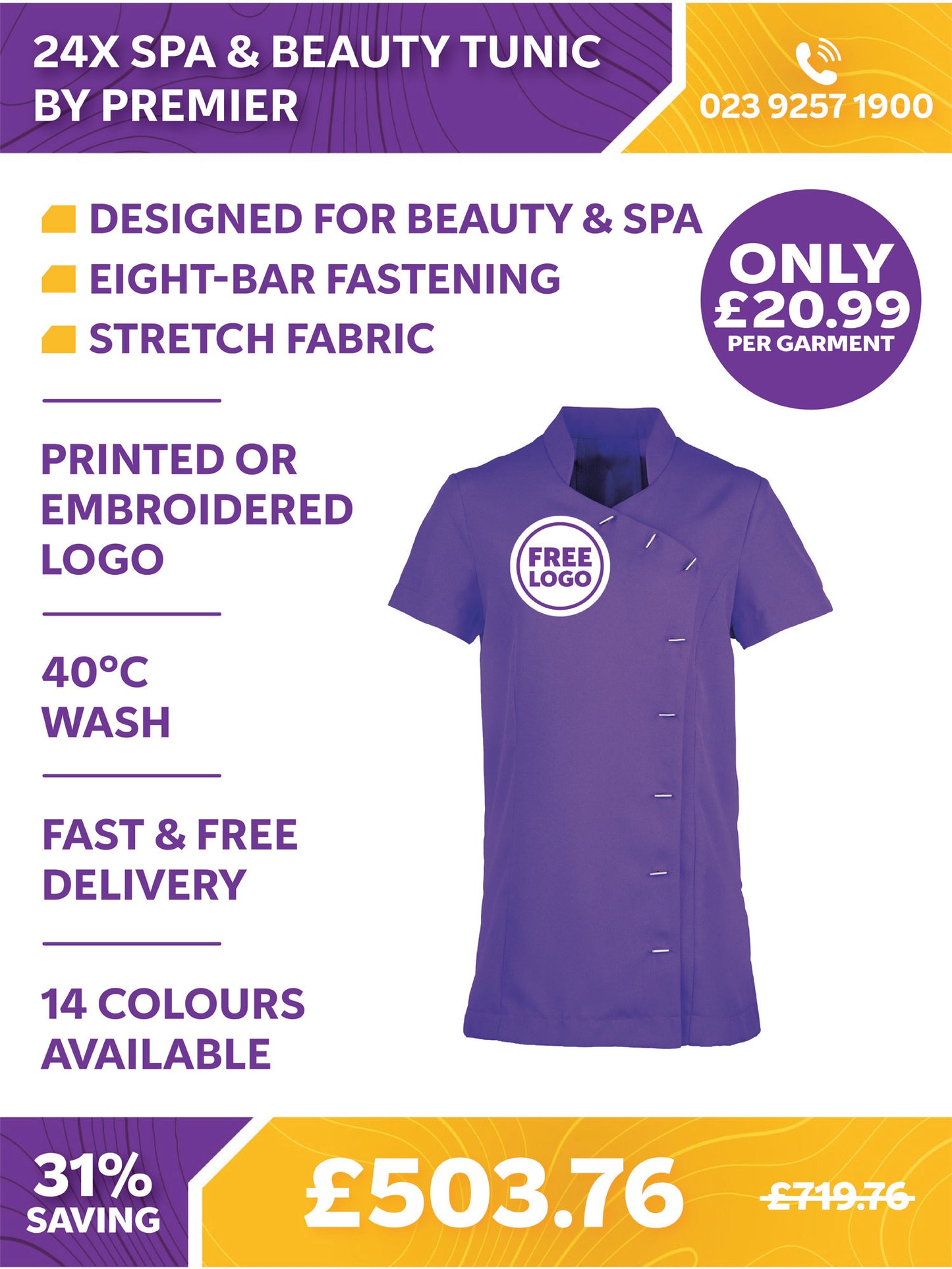 24 x Spa & Beauty Tunic By Premier
