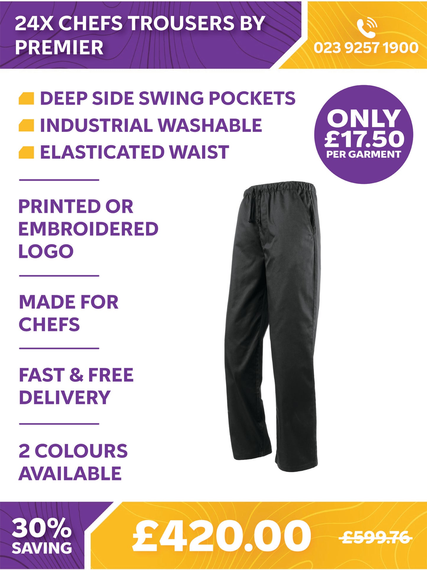 24 x Chefs Trousers By Premier