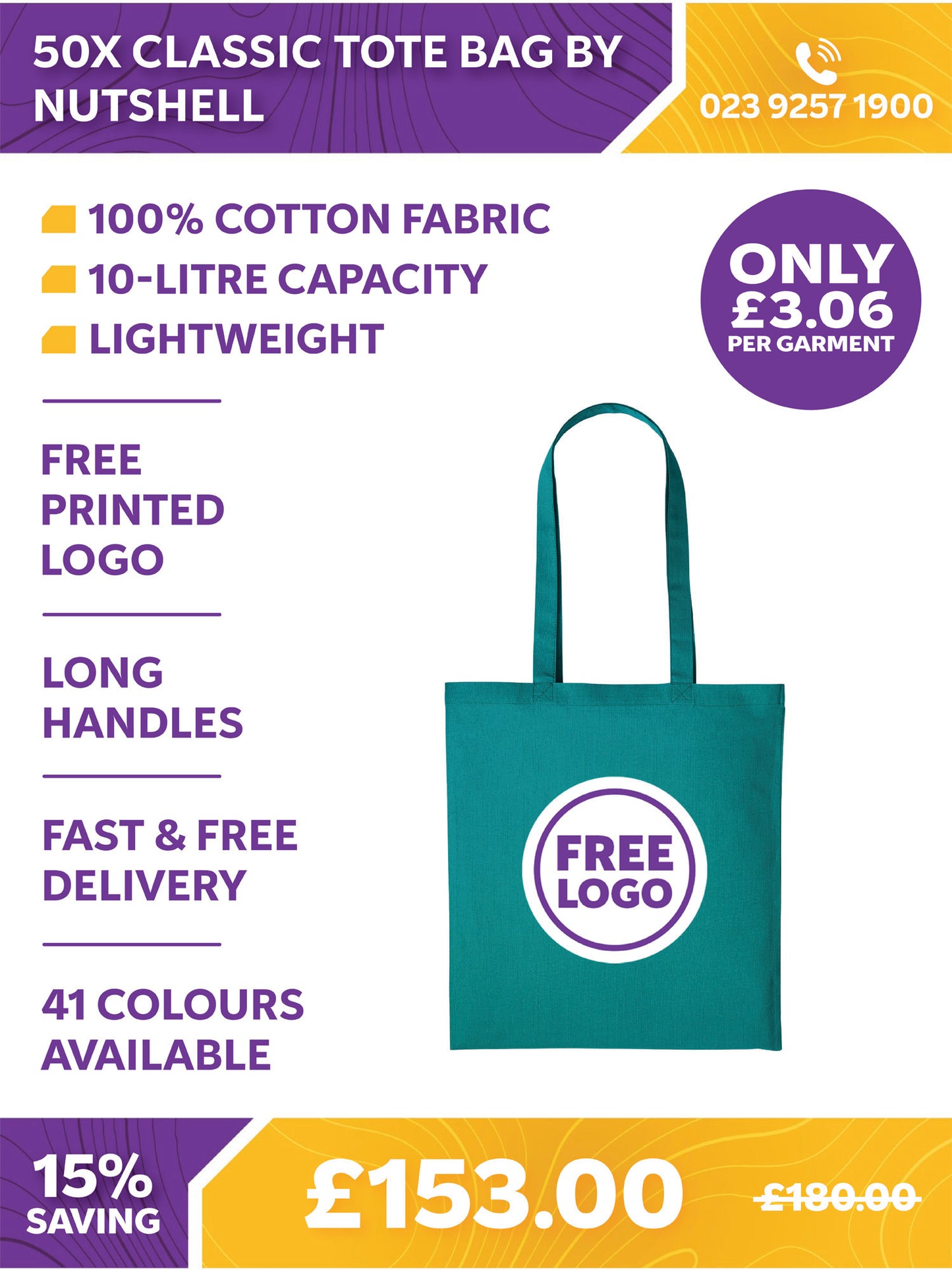 50 x Classic Tote Bag by Nutshell