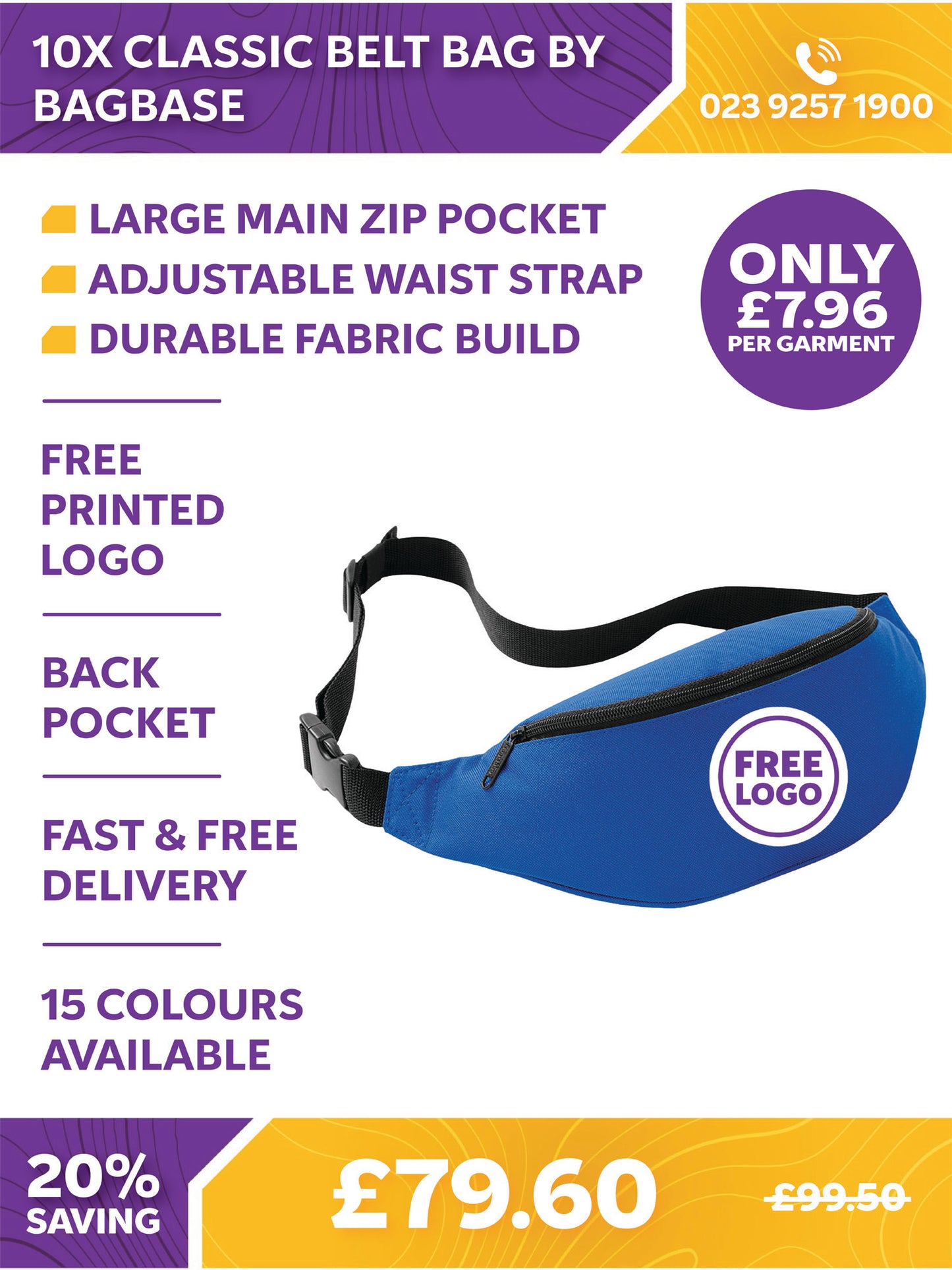 10 x Classic Belt Bag by Bagbase