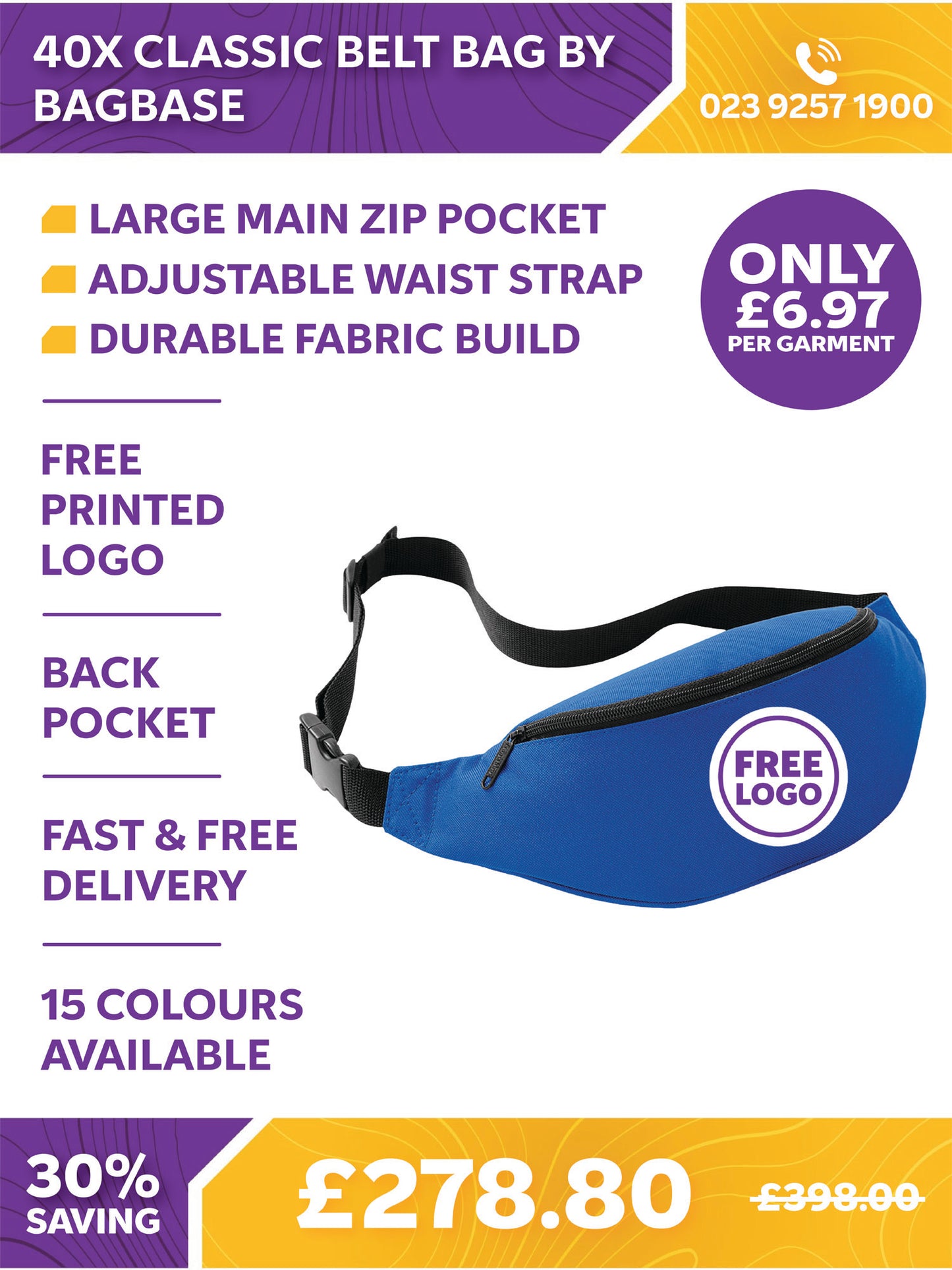40 x Classic Belt Bag by Bagbase