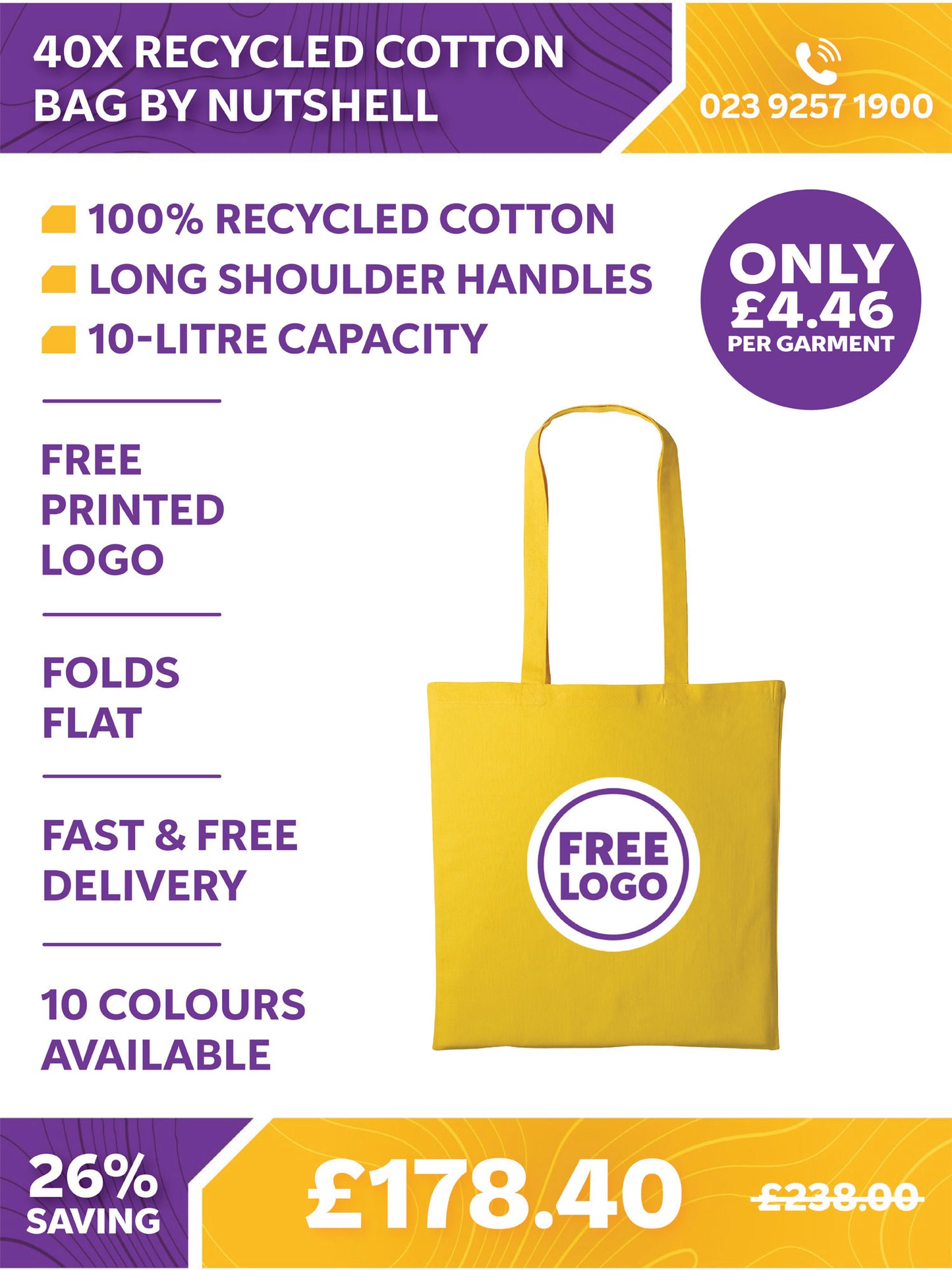 40 x Recycled Cotton Bag by Nutshell