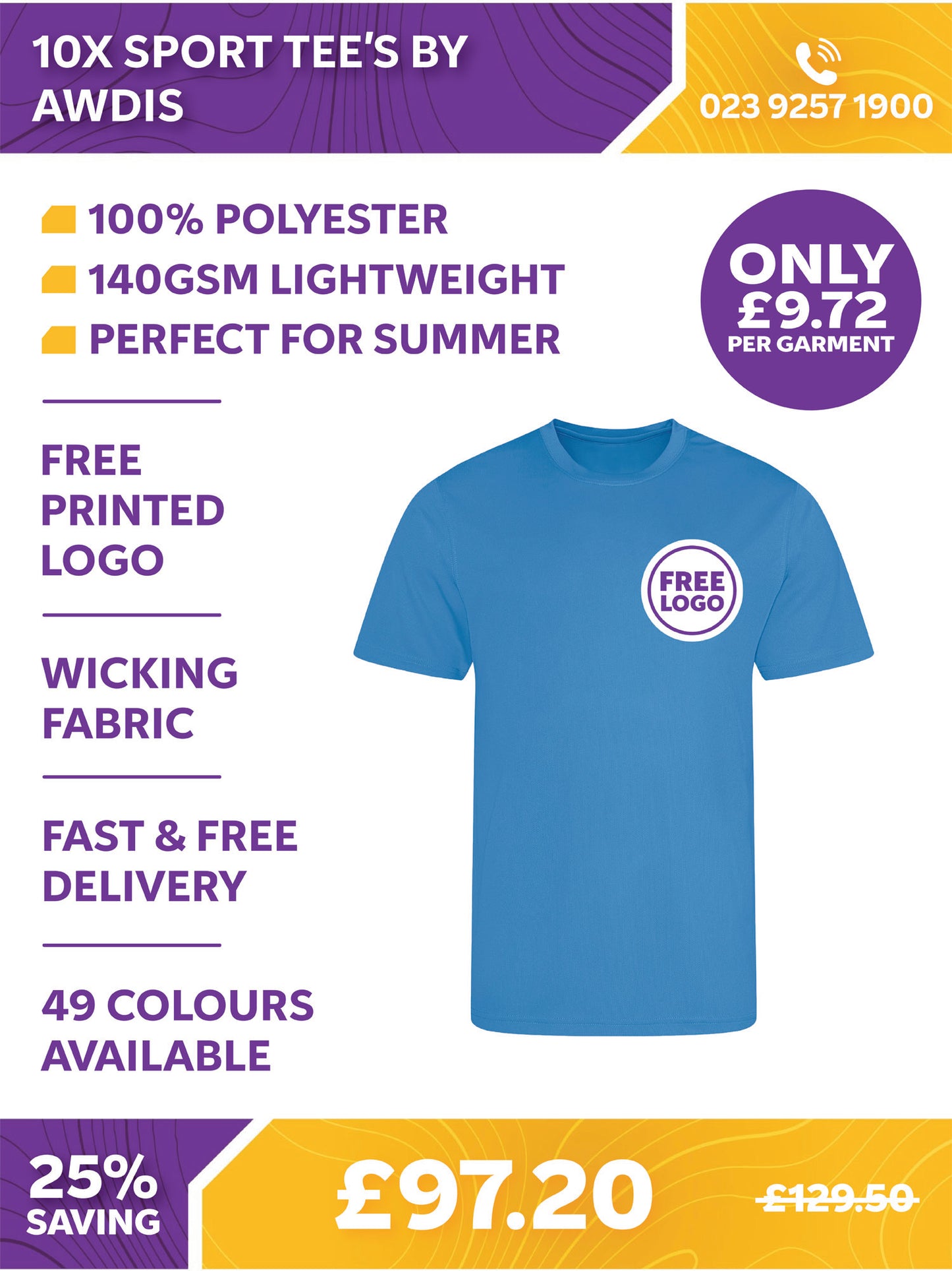 10 x Sport Tee's by AWDis