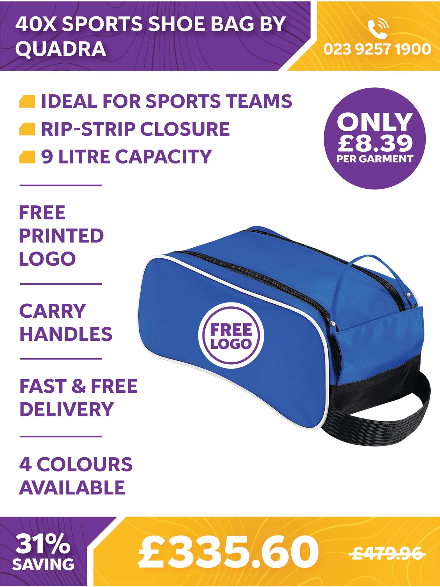 40 x Sports Shoe Bag by Quadra