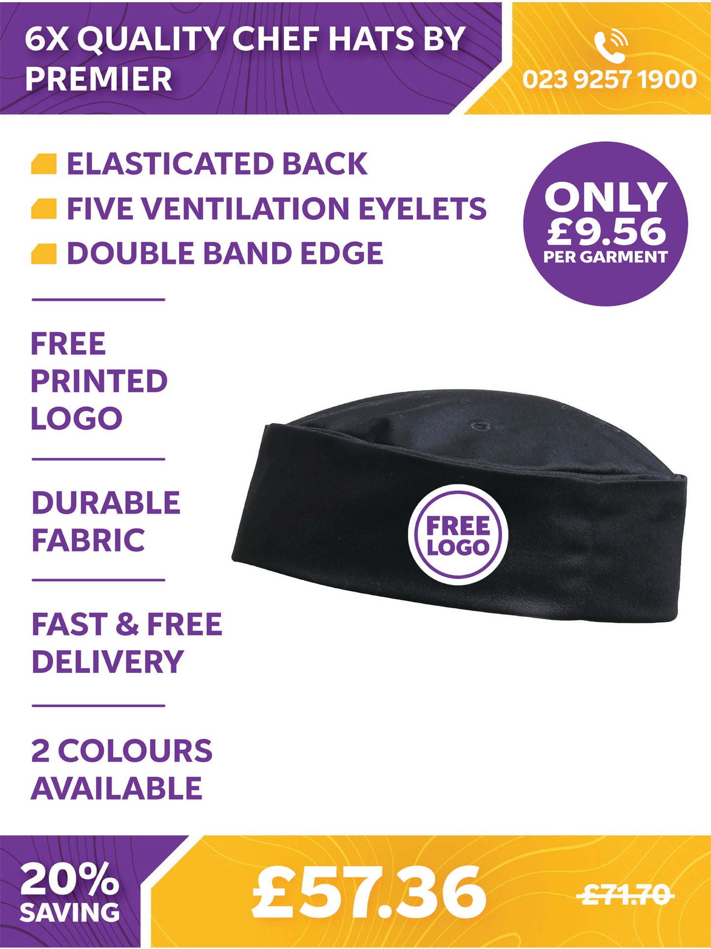 6 x Quality Chef Hats by Premier