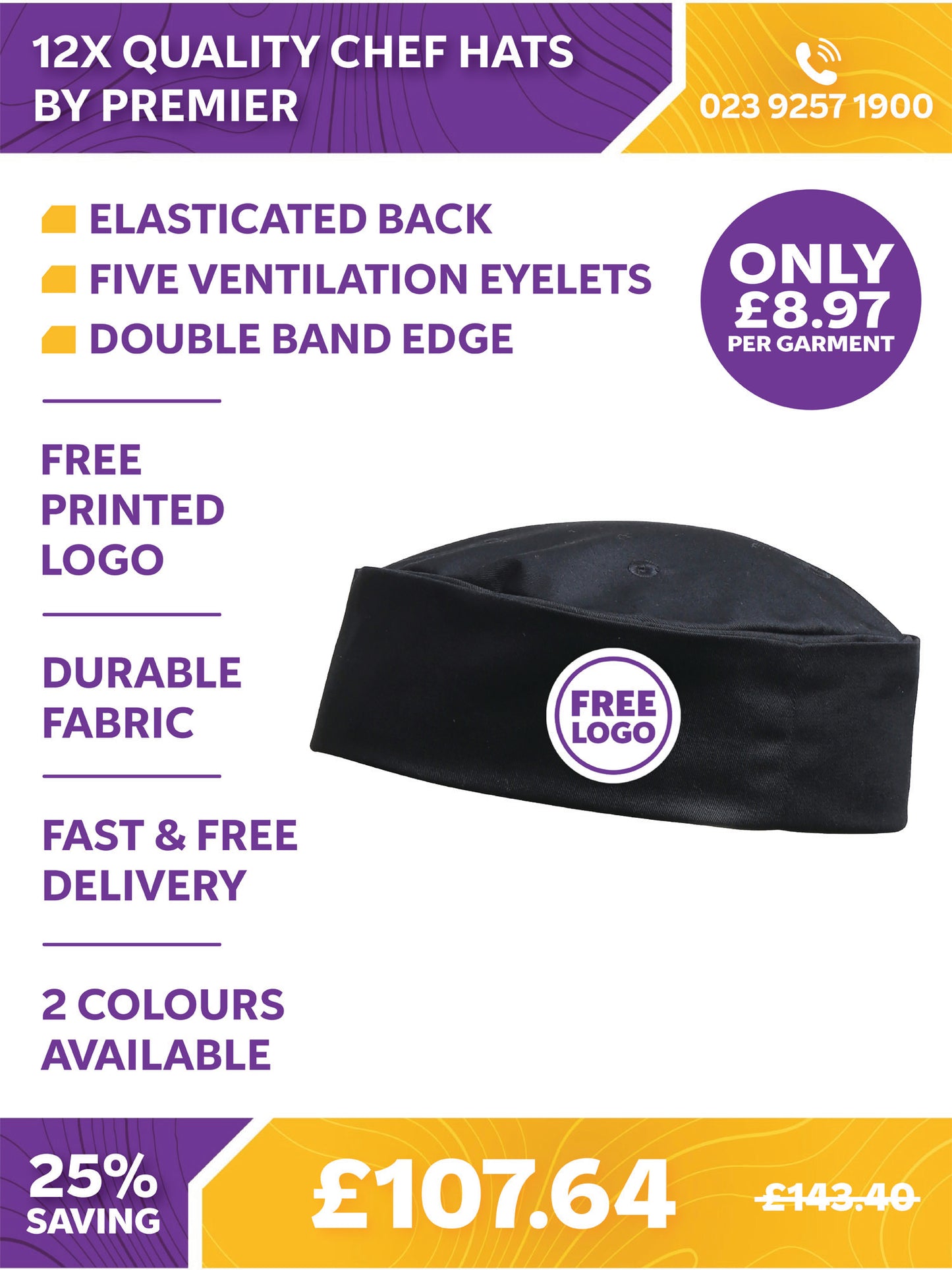 12 x Quality Chef Hats by Premier