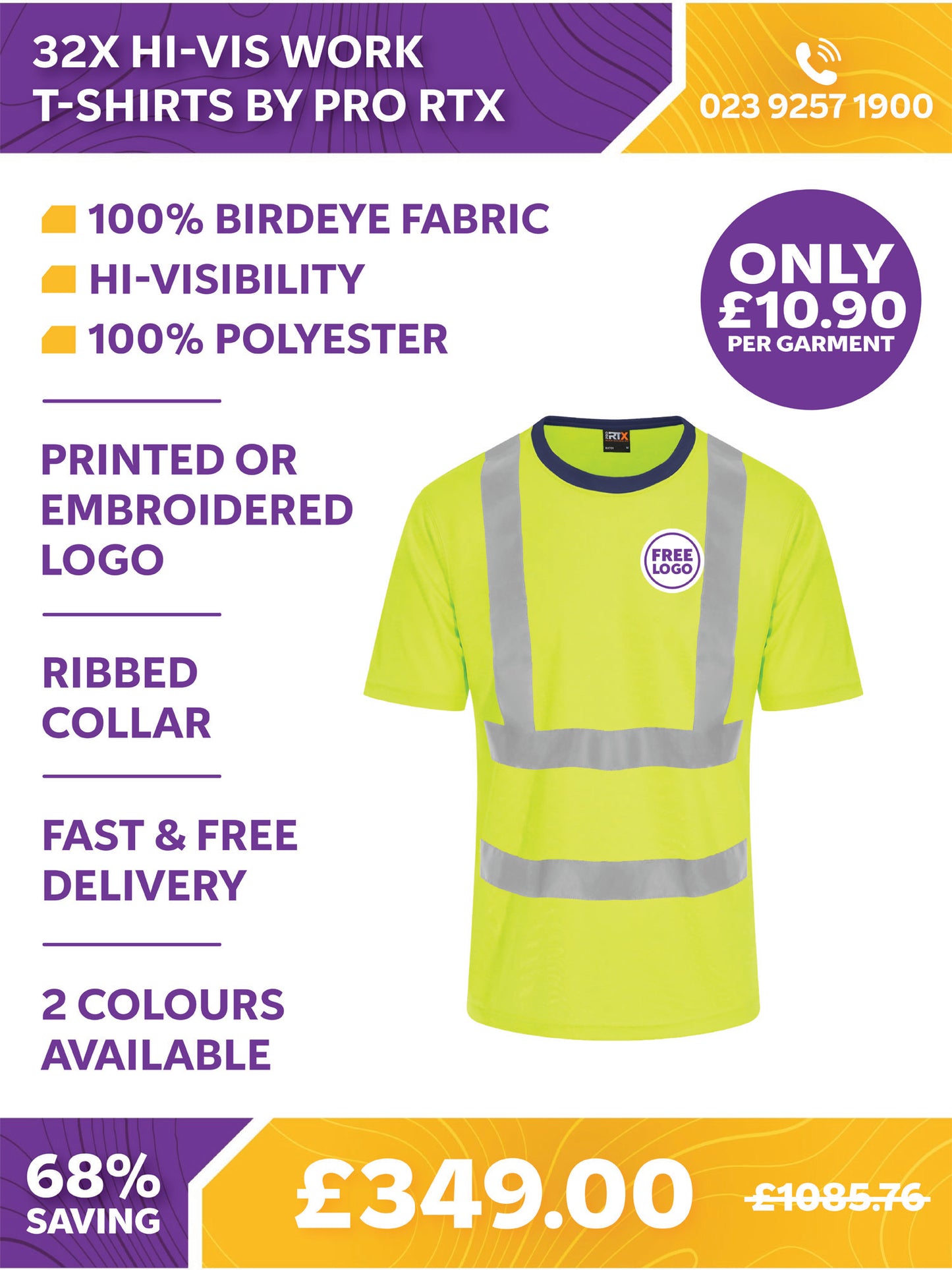 32 x Hi-Vis Work T-Shirts by Pro RTX