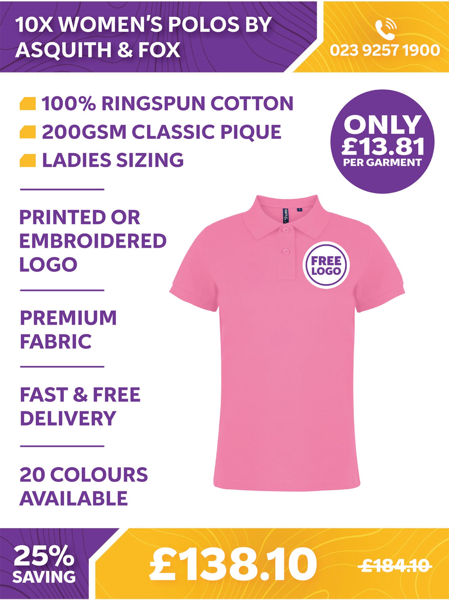 10 x Women's Stylish Polos by Asquith & Fox