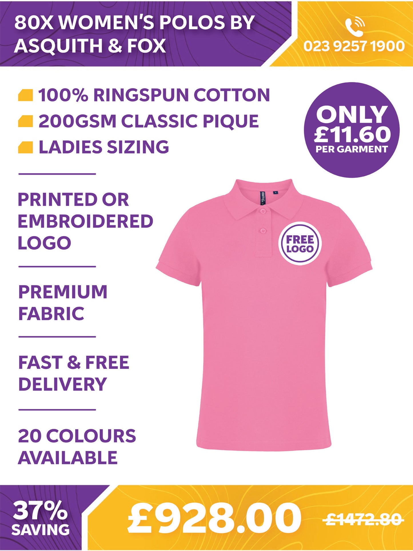 80 x Women's Stylish Polos by Asquith & Fox