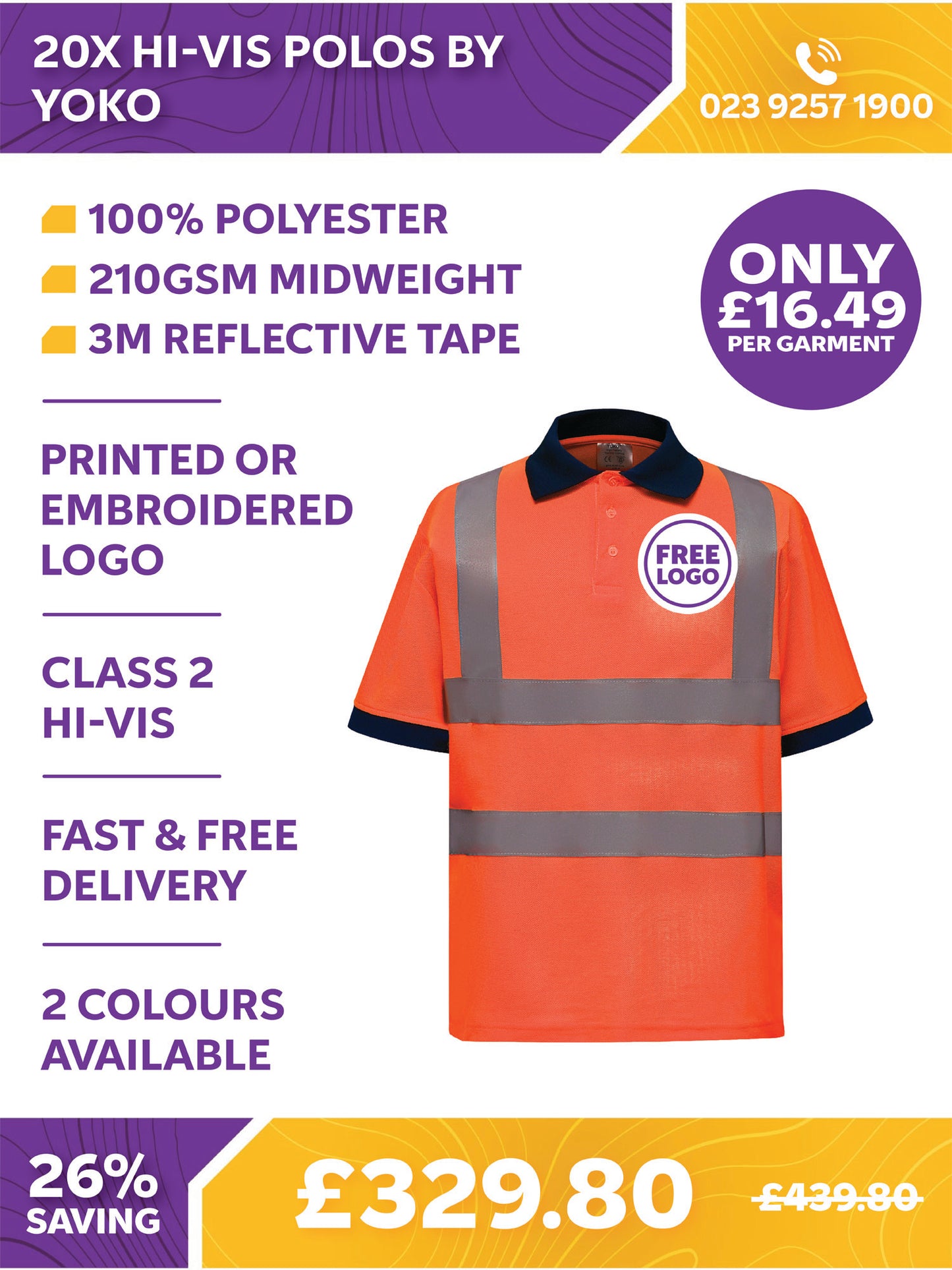 20 x Hi-Vis Polos by Yoko