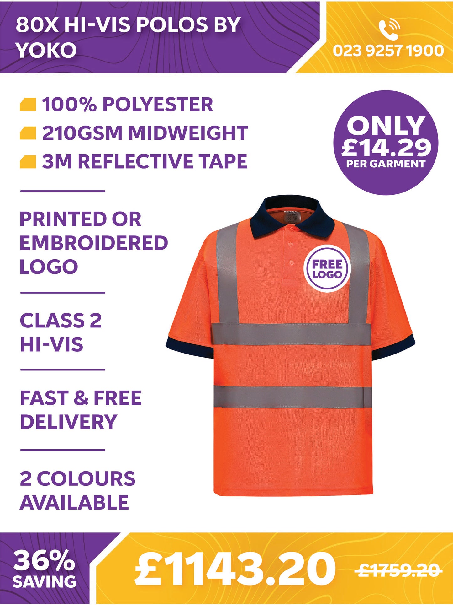 80 x Hi-Vis Polos by Yoko