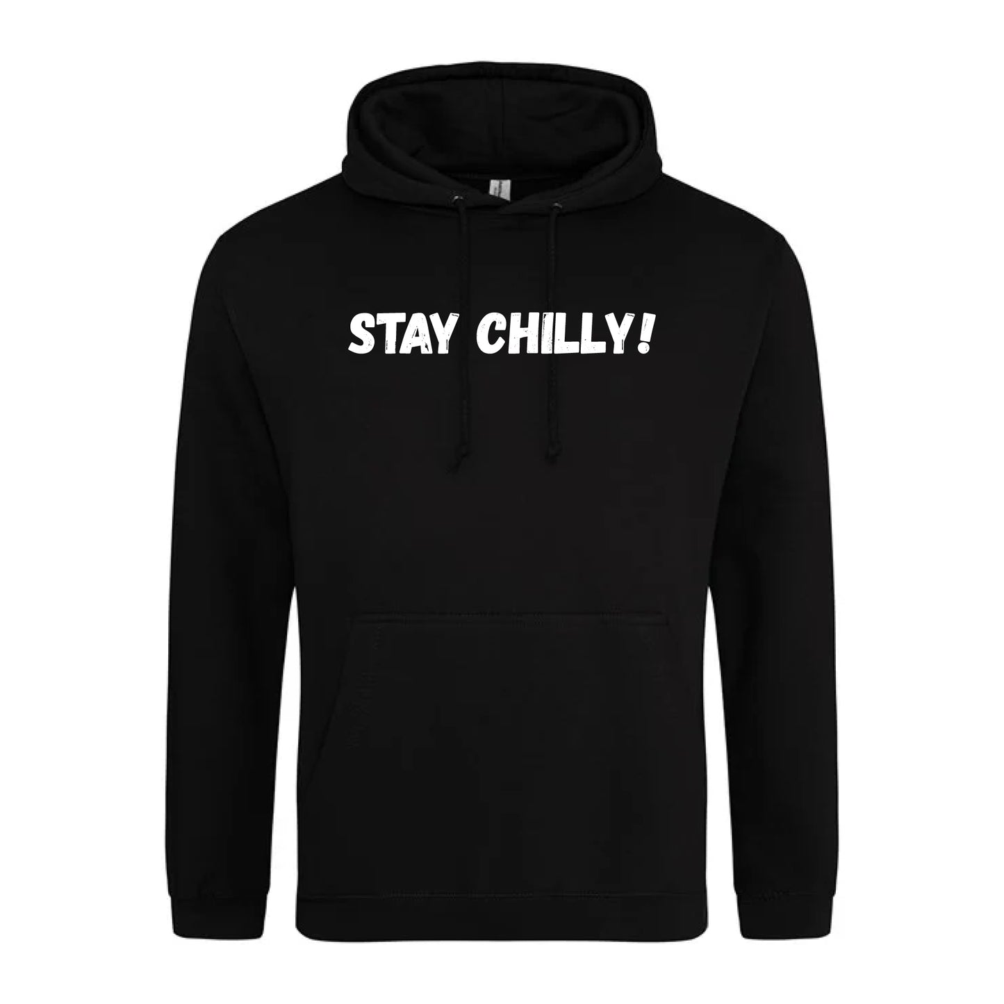 IBH Stay Chilly! Hoodie - White Print (£46.40 inc VAT) in STAY CHILLY! Black by printlab.clothing — Custom branded clothing by Print Press, featuring premium embroidery produced in our specialist print lab in the UK.