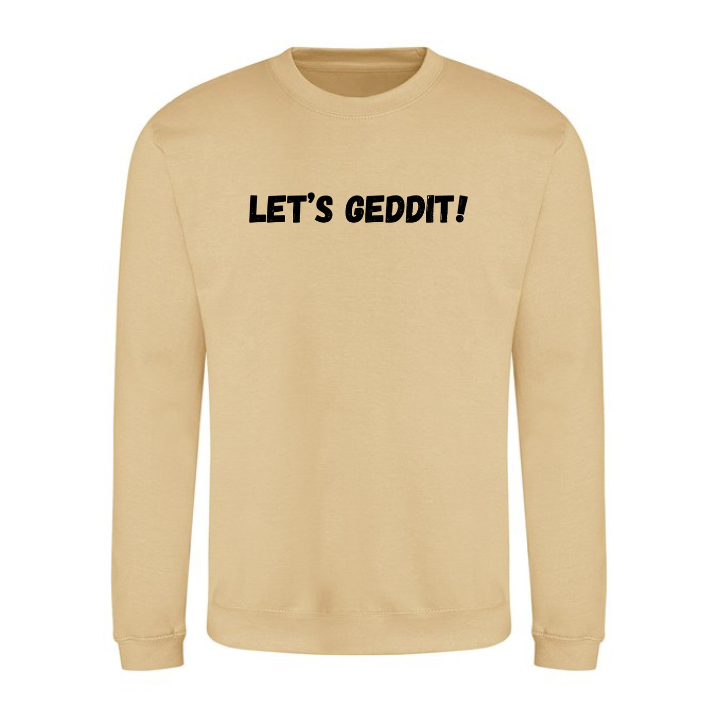 IBH Sweatshirt - Black Print (£41.40 inc VAT) in LET'S GEDDIT! Desert Sand by printlab.clothing — Custom branded clothing by Print Press, featuring premium embroidery produced in our specialist print lab in the UK.