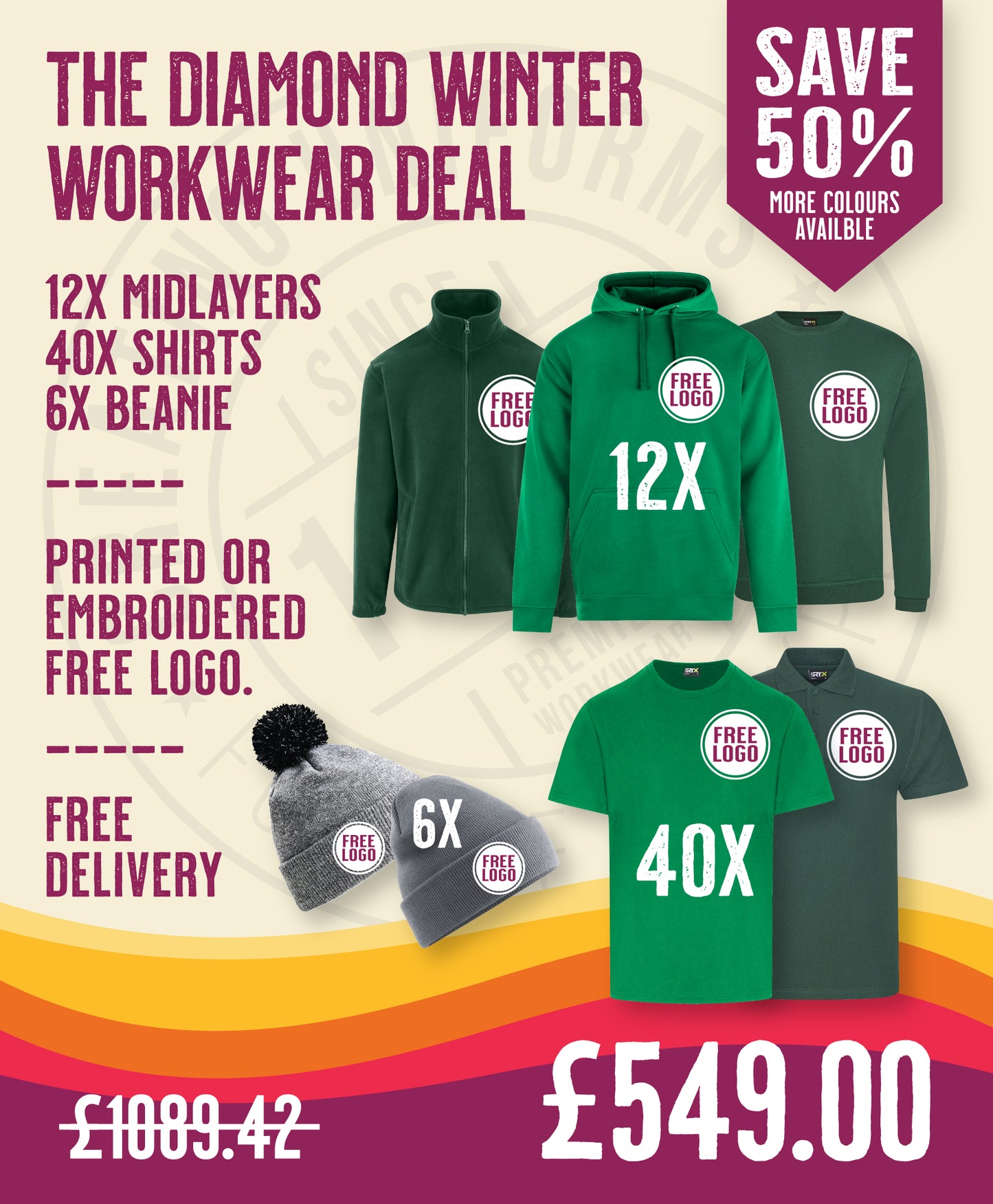 The Diamond Winter Workwear Deal in by Print Lab Deals — Custom branded clothing by Print Press, featuring premium embroidery produced in our specialist print lab in the UK.