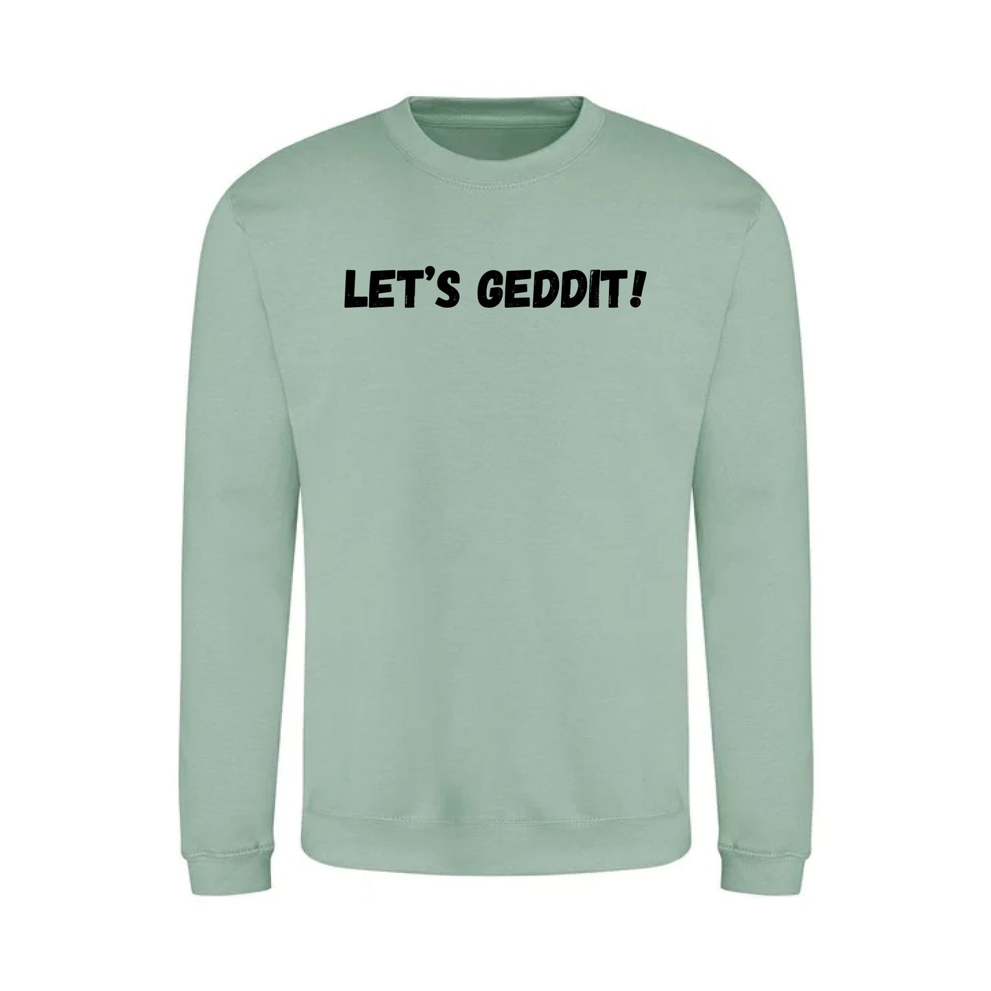 IBH Sweatshirt - Black Print (£41.40 inc VAT) in LET'S GEDDIT! Dusty Green by printlab.clothing — Custom branded clothing by Print Press, featuring premium embroidery produced in our specialist print lab in the UK.