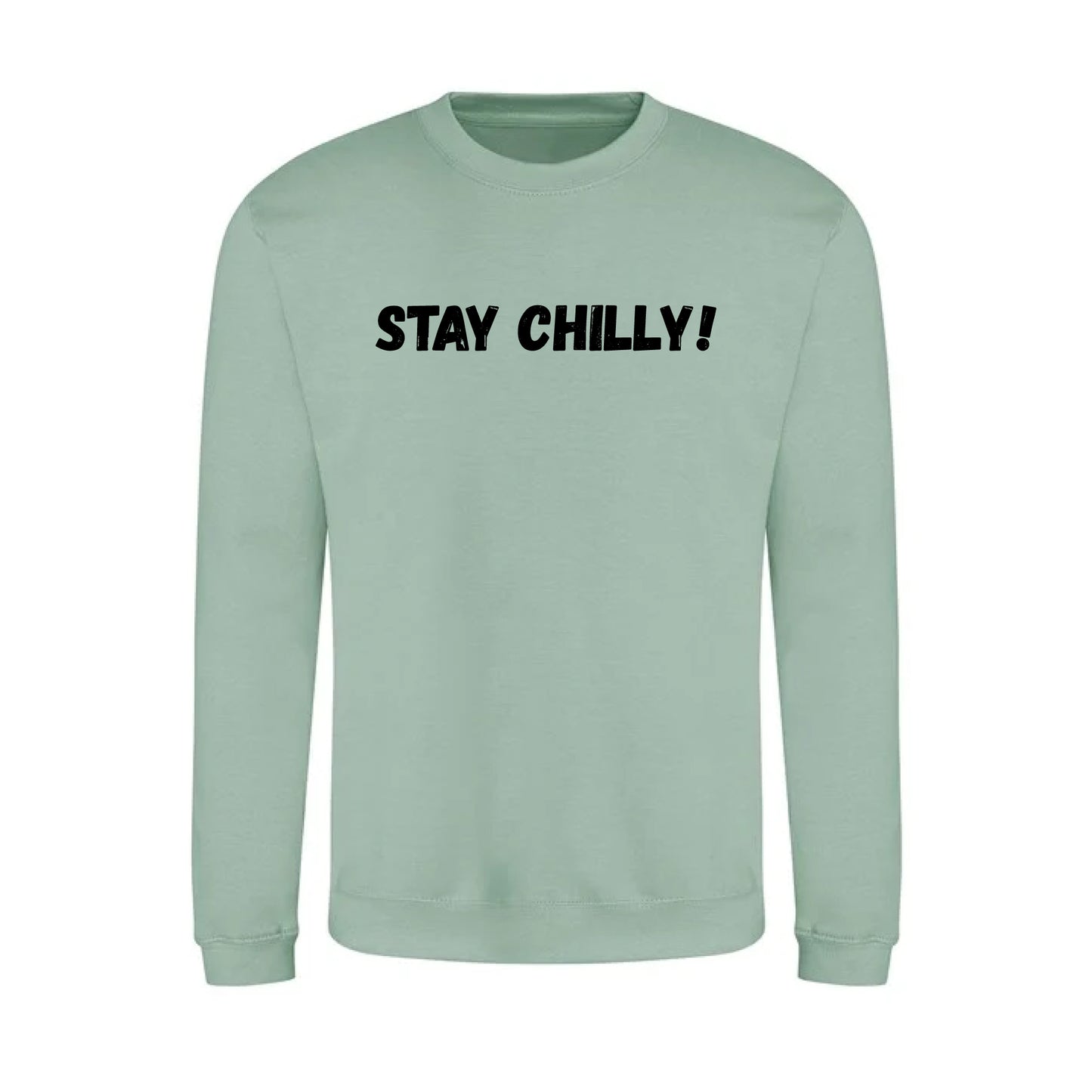 IBH Stay Chilly! Sweatshirt - Black Print (£41.40 inc VAT) in STAY CHILLY! Dusty Green by printlab.clothing — Custom branded clothing by Print Press, featuring premium embroidery produced in our specialist print lab in the UK.