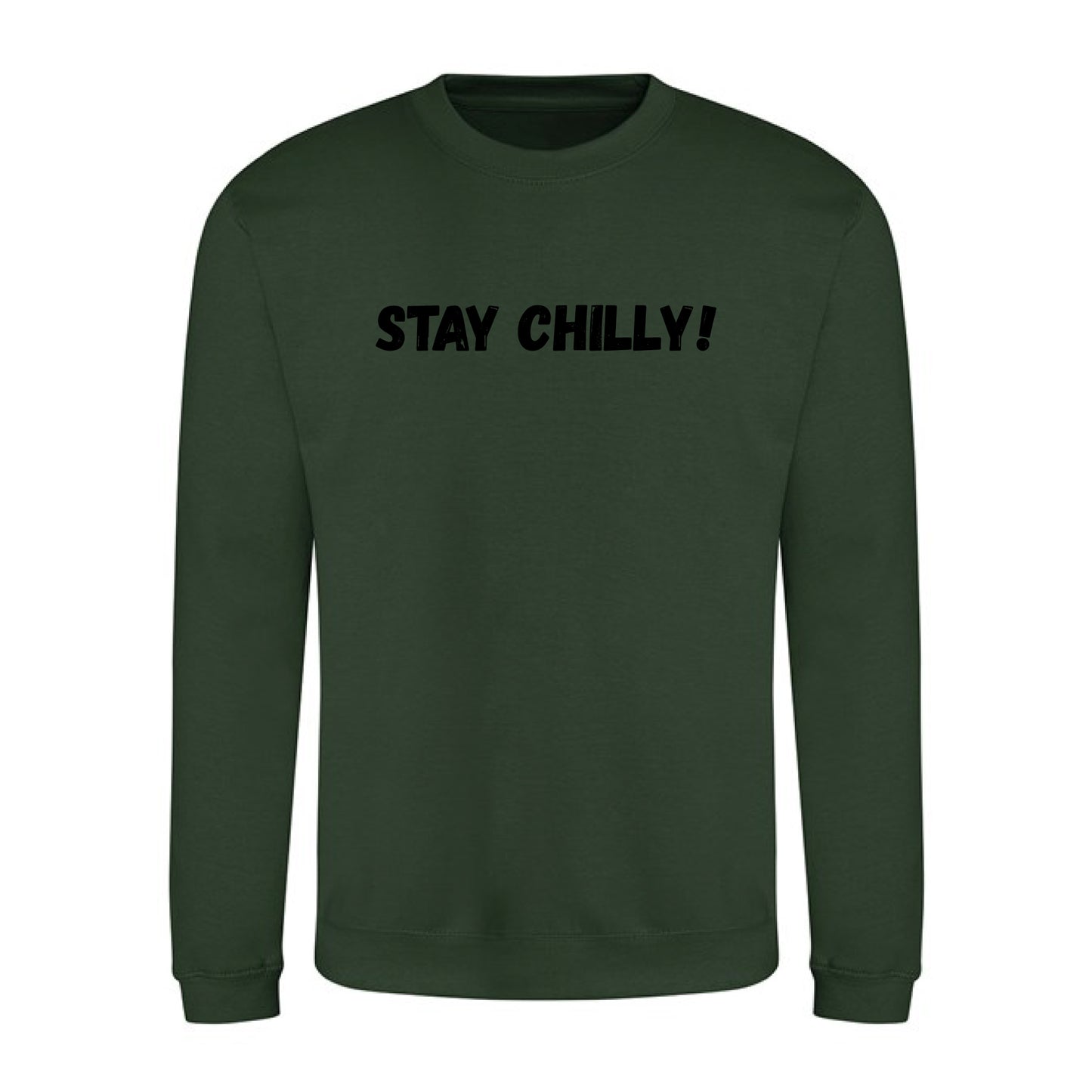 IBH Stay Chilly! Sweatshirt - Black Print (£41.40 inc VAT) in STAY CHILLY! Forest Green by printlab.clothing — Custom branded clothing by Print Press, featuring premium embroidery produced in our specialist print lab in the UK.