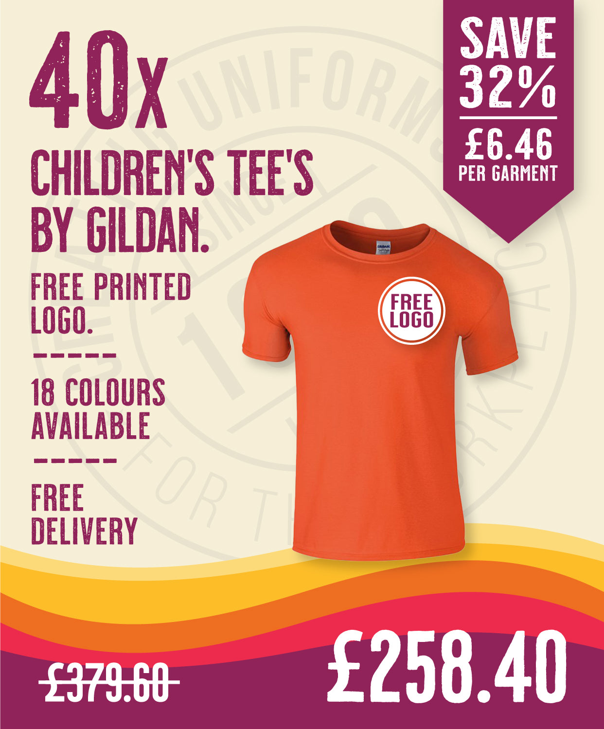 40 x Children's Tee's by Gildan in Orange by Print Lab Deals — Custom branded clothing by Print Press, featuring premium embroidery produced in our specialist print lab in the UK.