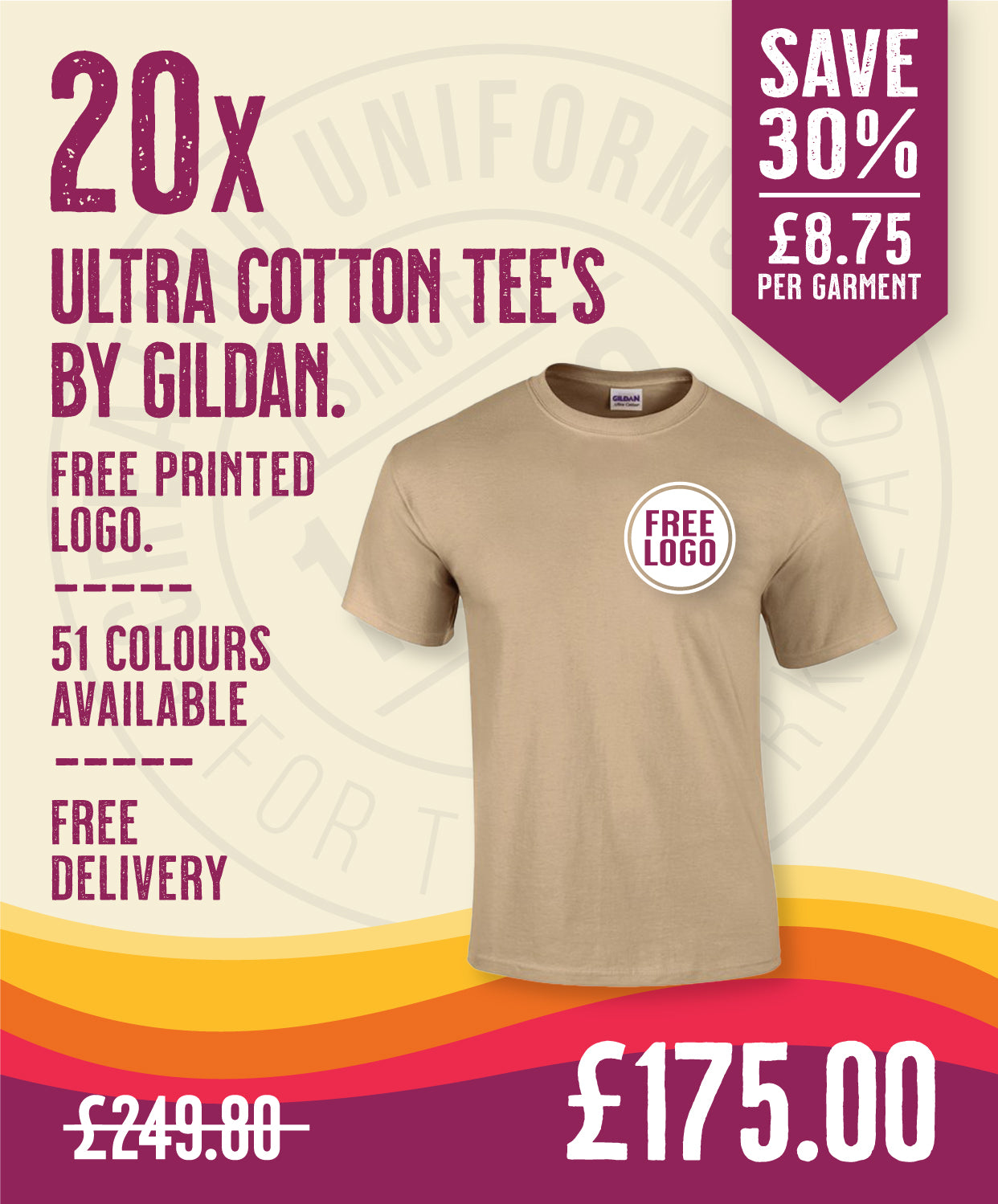 20 x Ultra Cotton Tee's by Gildan in by Print Lab Deals — Custom branded clothing by Print Press, featuring premium embroidery produced in our specialist print lab in the UK.