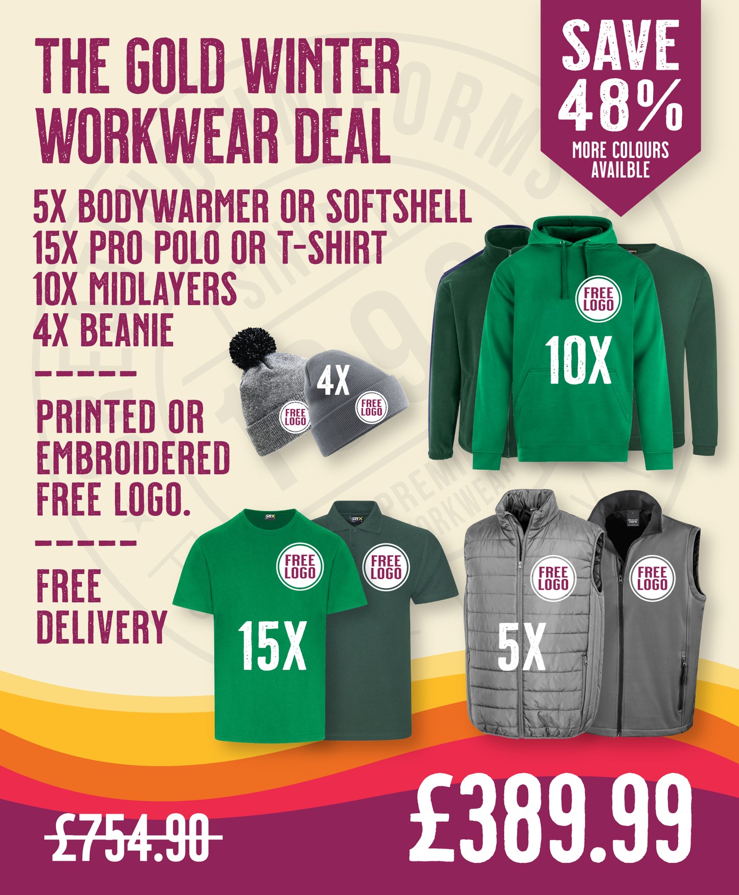 The Gold Winter Workwear Deal in by Print Lab Deals — Custom branded clothing by Print Press, featuring premium embroidery produced in our specialist print lab in the UK.