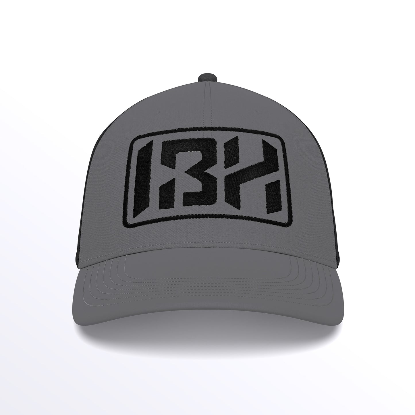 IBH Trucker Cap - Embroidered (£29.40 inc VAT) in Black Thread - Graphite Grey Black by printlab.clothing — Custom branded clothing by Print Press, featuring premium embroidery produced in our specialist print lab in the UK.