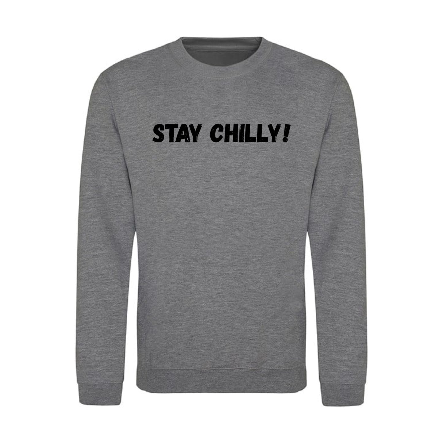 IBH Stay Chilly! Sweatshirt - Black Print (£41.40 inc VAT) in STAY CHILLY! Graphite Heather by printlab.clothing — Custom branded clothing by Print Press, featuring premium embroidery produced in our specialist print lab in the UK.