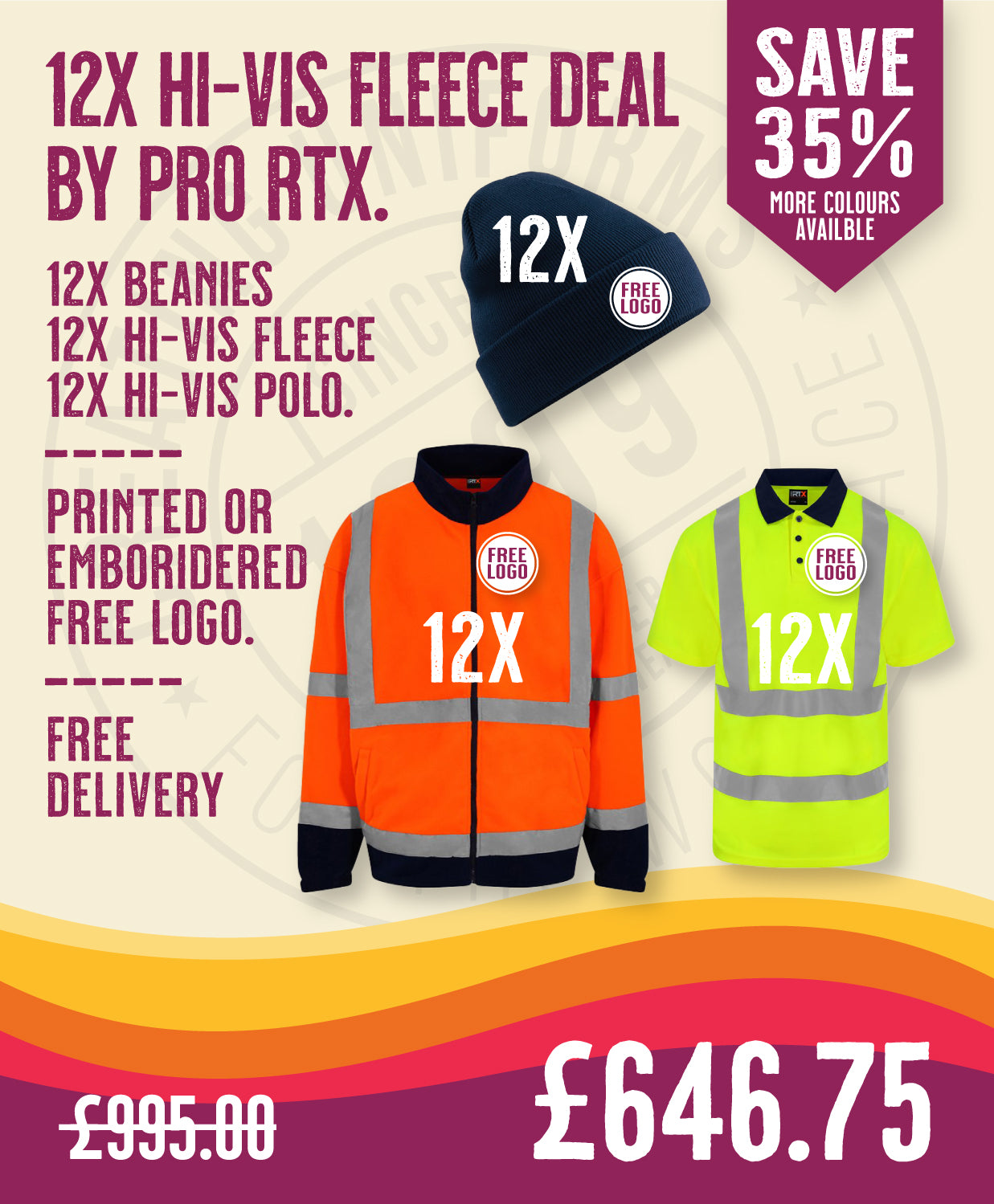 12x Hi-Vis Fleece Deal By Pro RTX in by Print Lab Deals — Custom branded clothing by Print Press, featuring premium embroidery produced in our specialist print lab in the UK.