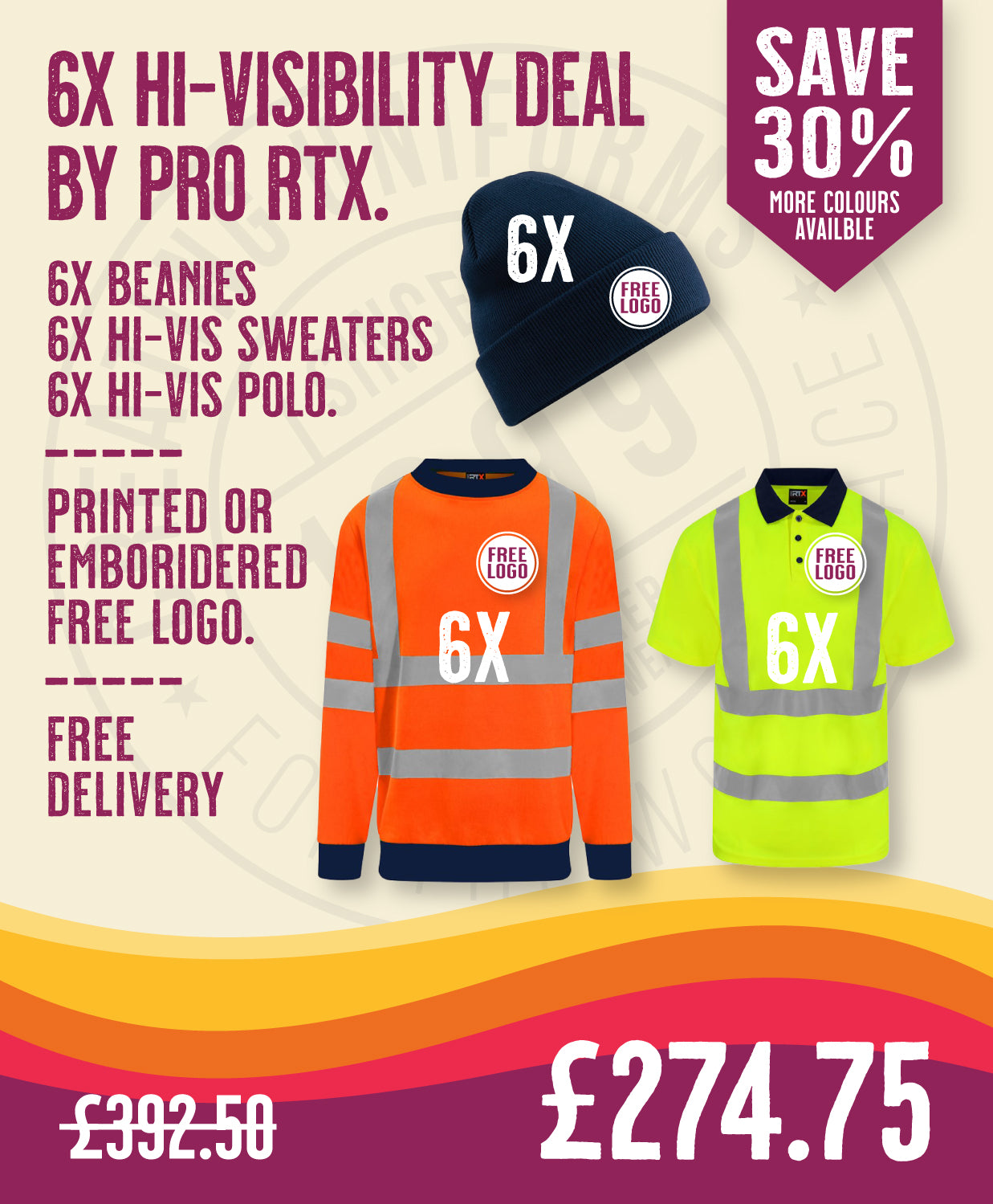 6x Hi-Vis Sweater Deal By Pro RTX in by Print Lab Deals — Custom branded clothing by Print Press, featuring premium embroidery produced in our specialist print lab in the UK.
