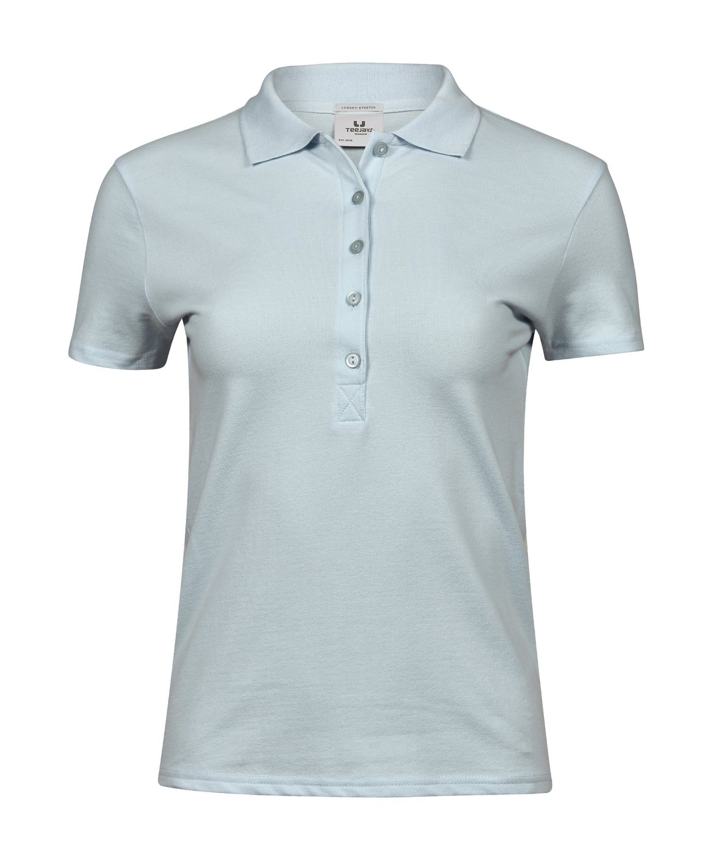 10 x Ladies Luxury Stretch Polos by Tee Jays in Ice Blue by Print Lab Deals — Custom branded clothing by Print Press, featuring premium embroidery produced in our specialist print lab in the UK.