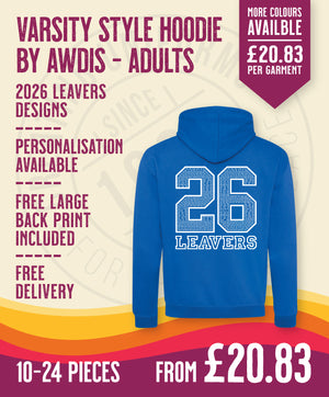 Varsity Hoodie - Adult Size - 10-24 Pieces in by printlab.clothing — Custom branded clothing by Print Press, featuring premium embroidery produced in our specialist print lab in the UK.