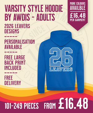 Varsity Hoodie - Adult Size - 101-249 Pieces in by printlab.clothing — Custom branded clothing by Print Press, featuring premium embroidery produced in our specialist print lab in the UK.