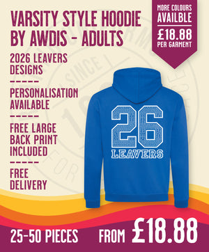 Varsity Hoodie - Adult Size - 25-50 Pieces in by printlab.clothing — Custom branded clothing by Print Press, featuring premium embroidery produced in our specialist print lab in the UK.