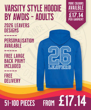 Varsity Hoodie - Adult Size - 51-100 Pieces in by printlab.clothing — Custom branded clothing by Print Press, featuring premium embroidery produced in our specialist print lab in the UK.