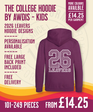 College Hoodie - Kids Size - 101-249 Pieces in by printlab.clothing — Custom branded clothing by Print Press, featuring premium embroidery produced in our specialist print lab in the UK.