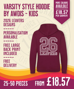 Varsity Hoodie - Kids Size - 25-50 Pieces in by printlab.clothing — Custom branded clothing by Print Press, featuring premium embroidery produced in our specialist print lab in the UK.