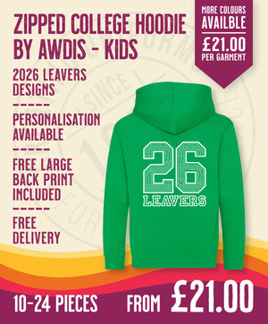 Zipped Hoodie - Kids Size - 10-24 Pieces in by printlab.clothing — Custom branded clothing by Print Press, featuring premium embroidery produced in our specialist print lab in the UK.