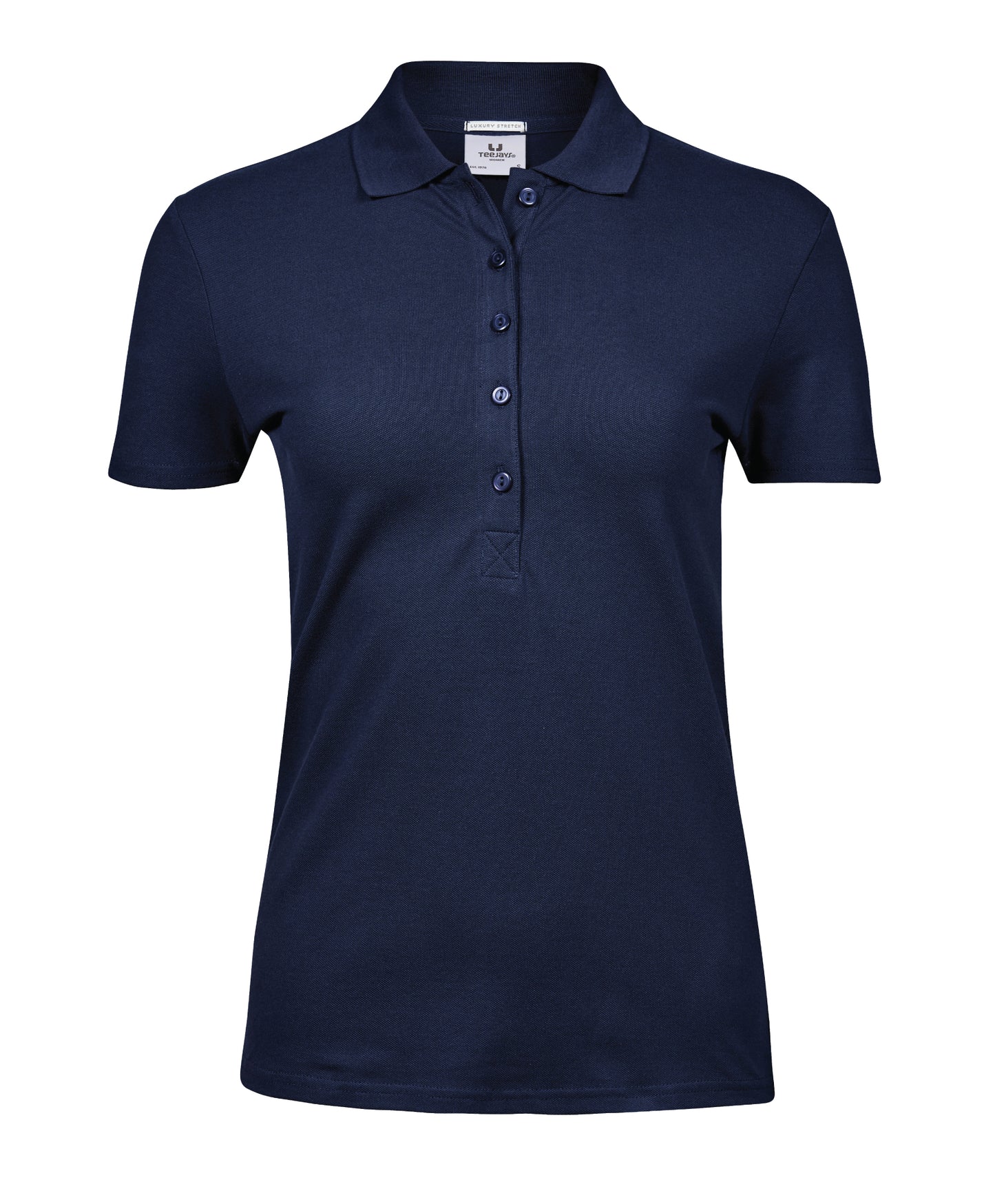 10 x Ladies Luxury Stretch Polos by Tee Jays in Navy by Print Lab Deals — Custom branded clothing by Print Press, featuring premium embroidery produced in our specialist print lab in the UK.