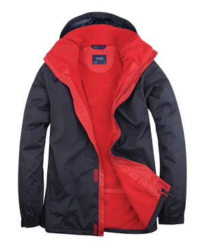 16 x Deluxe Outdoor Coats by Uneek in Navy Red by Print Lab Deals — Custom branded clothing by Print Press, featuring premium embroidery produced in our specialist print lab in the UK.