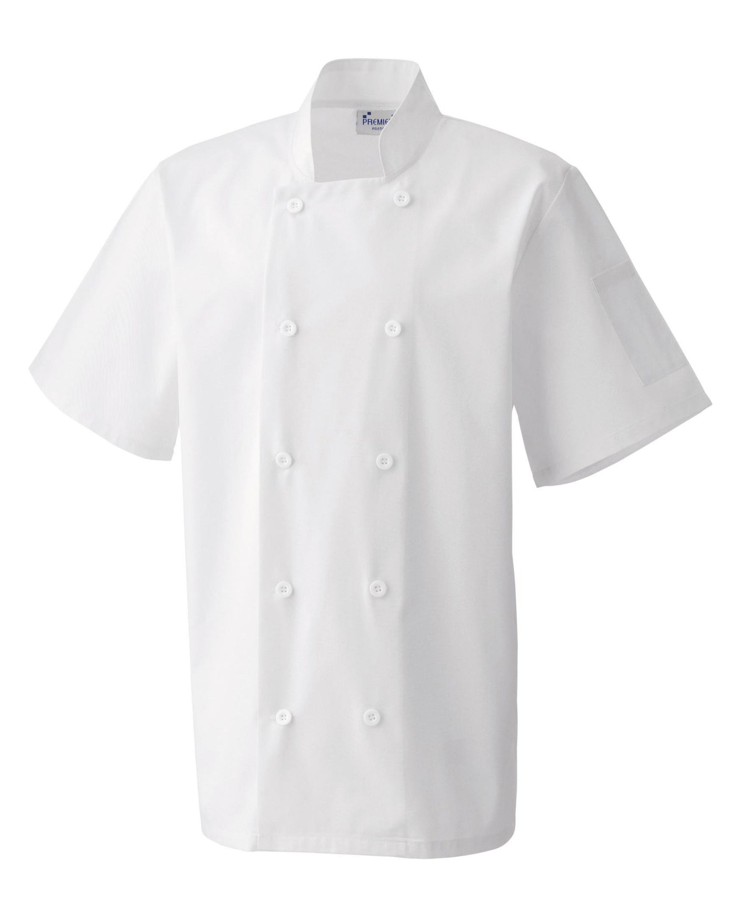12 x Quality Short Sleeved Chef Jackets by Premier in White by Print Lab Deals — Custom branded clothing by Print Press, featuring premium embroidery produced in our specialist print lab in the UK.