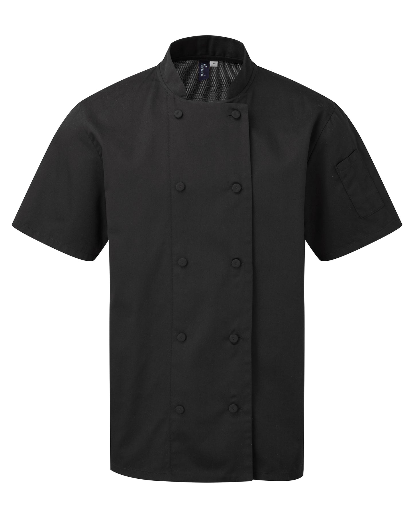12 x Cooling Short Sleeve Chef Jackets by Premier in Black by Print Lab Deals — Custom branded clothing by Print Press, featuring premium embroidery produced in our specialist print lab in the UK.