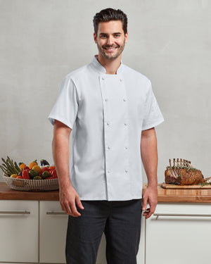 12 x Cooling Short Sleeve Chef Jackets by Premier in by Print Lab Deals — Custom branded clothing by Print Press, featuring premium embroidery produced in our specialist print lab in the UK.