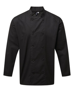 12 x Cooling Long Sleeve Chef Jackets by Premier in Black by Print Lab Deals — Custom branded clothing by Print Press, featuring premium embroidery produced in our specialist print lab in the UK.