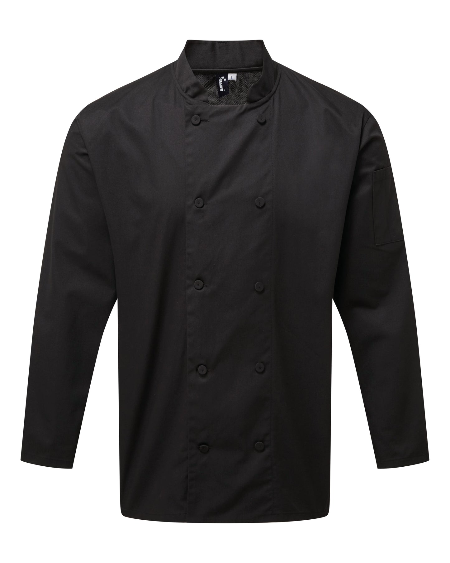 12 x Cooling Long Sleeve Chef Jackets by Premier in Black by Print Lab Deals — Custom branded clothing by Print Press, featuring premium embroidery produced in our specialist print lab in the UK.